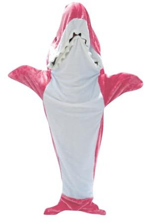 Pinkrin Couverture requin en flanelle douce et confortable pour adulte - Costume de requin idéal comme cadeau, Rose, M(150-157cm)