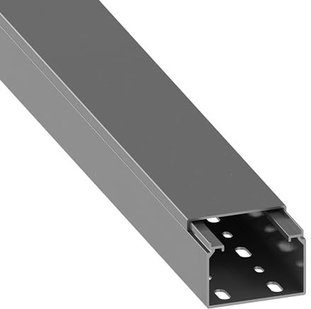 Cable Coach Habengut Kabelkanal (mit Montagelochung im Boden) 40x60 mm aus PVC, Farbe: Titan, Länge 1 m