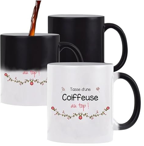 Planetee Tasse Magique Coiffeuse au Top Femme | Mug qui change couleur avec la chaleur | Idée Cadeau Collègue Travail Retraite