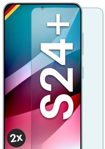 moex Schutzfolie für Samsung Galaxy S24 Plus Glas 9H Härte, gehärtetes Schutzglas, Panzer Schutz Glas Displayschutz Folie, kompatibel mit jeder Handy Hülle, ShockProtect 2 Stück