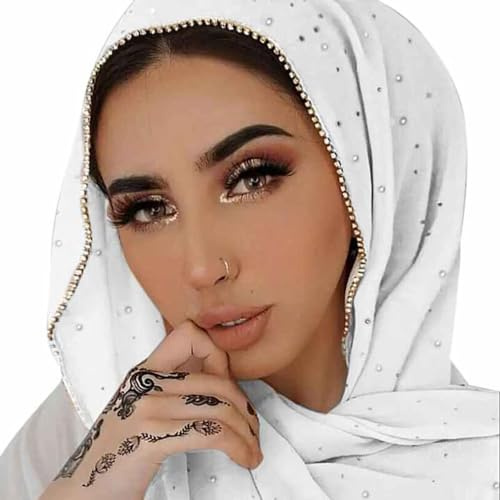 Pajg Hijab Schal für Frauen Weich Chiffon Bergkristall Lang Schal Mode Muslim Hijab Kopftuch Schal Schal