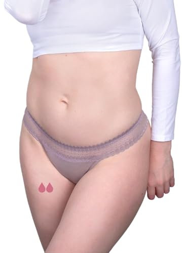 Taynie String Periodenunterwäsche - auslaufsichere Periodenwäsche - Menstruationsunterwäsche - Periodenslip - ersetzt 1 Tampon, Tragedauer bis 12 Std, waschbar bis 60°C (36, Flieder-Grau)