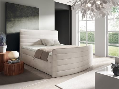 Fun Möbel Boxspringbett Schlafzimmerbett Ambra (Creme, 160x200cm)