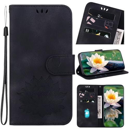 FERLAN Handyhülle Kompatibel mit LG V40 ThinQ Hülle, Handyhülle [Premium Leder] [Standfunktion] [Magnetverschluss] [RFID Schutz] Lederhülle Schutzhülle, Schwarz
