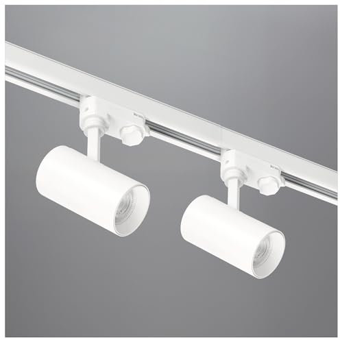 ekobi 3-Phasen-Schienenset NEXTRACK - Schienensystem Komplett-Set mit 2x GU10 Lampe und Schiene, Stromversorgung + Kappe (Weiß, Schiene 1 Meter)