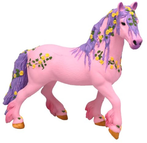 Doyomtoy Pferde Spielfigur Einhorn Figur Blume Elfenpferd Mythische Pegasus Modell Magische Energie Kreatur Rosa Pferde