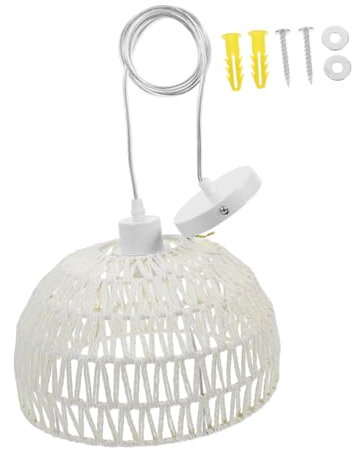 Homoyoyo Rattan Deckenleuchte Handgewebt Mit Eu Stecker Dekorative Hängeleuchte 30x18cm Naturmaterial Für Küche Flur Restaurant Und Bar