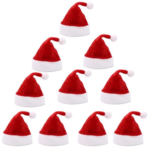 BYZANDQI Mini Santa Hats Mini Christmas Hats 10pcs Wine Bottles Cover Crafts Ornaments (6 * 12 cm)