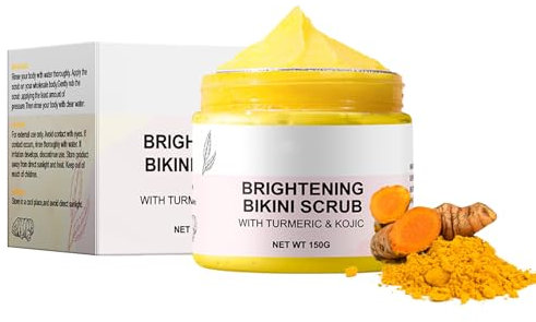 Body Scrub with Turmeric & Kojic - Exfoliating Body Scrub - Exfoliator Remove Dead Skin Improve Dark Spots Acne, Natural Deep Cleansing - Exfoilating and Brightening Body Exfoliator for Bikini Area