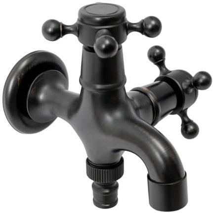 Susoso Waschmaschinenhahn, Universal Geräteventil mit G1/2''-Gewindestutzen und Keramischer Ventileinsatz Auslaufventil Benutzerfreundlich für Badezimmer 11x11cm Schwarz