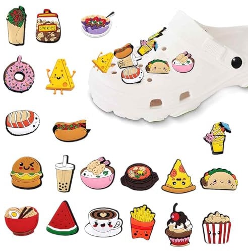 Elkuaie 20PCS Shoe Decoration Accessories, Cartoon Food Shoe Accessories, Shoe Charm Pendants, Cute Shoe Clip Decorations for Boys, Girls, Adults, Teens