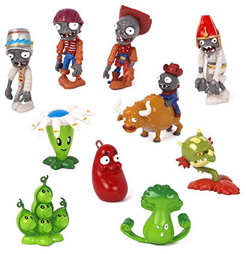 Juego de 10 figuras de dibujos animados de plantas zombies Peashooter, juguete coleccionable, modelo estatua, juguetes de PVC, adornos de oficina, fans, modelo coleccionable