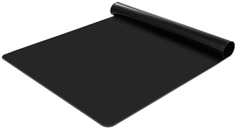 KitchenRaku Große Silikonmatte, Rutschfeste Tischunterlage, Hitzebeständige Antihaftmatte,Silikon Unterlage Antihafte Tischmatte Arbeitsmatte Thekenmatte (Schwarz, 50x70x0.12cm)
