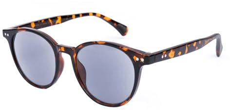 OKH Unisex Klassischer Stil Runde Sonnenbrille Lesebrille Vintage Outdoor UV400 Linse Lesebrille für Männer und Frauen (Schildkröte/Grau 2,0+)