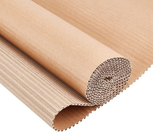 BENECREAT 2m x 35cm Braune Einseitige Wellpappe Rolle, Strapazierfähiges Wellpappe Verpackungspapier zum Verpacken, Versenden, Umziehen,DIY 2 mm dick