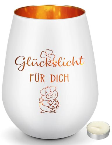 CadeauJoie Geschenke für Frauen, Windlicht aus Glas Geburtstagsgeschenk für Frauen, Geschenke für Freundin Mama Oma Lehrerin Kollegen Geburtstag