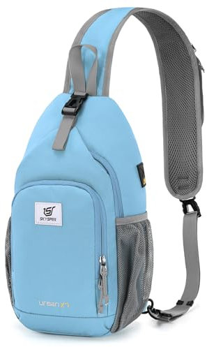 SKYSPER Sling Bag RFID Crossbody Sling Backpack Cross Body Shoulder Bag Travel Hiking Daypack for Women Men(Lightblue)