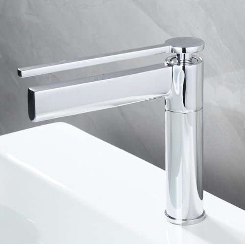ZYCDP Waschbecken Armaturen Bad Wasserfall, Einhand Mischbatterie Bad Messing Chrom