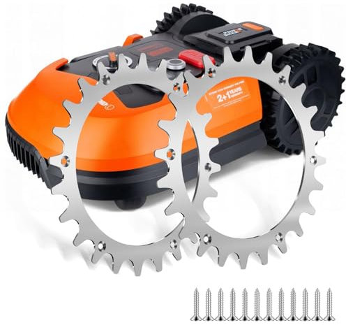 2 x Crampons en Acier Inoxydable Pour Tondeuse Robot Worx Landroid S et M-Taille des Roues 205mm-trous de vis fraisés-polies, 12x vis en Acier Inoxydable-amélioration de la Traction