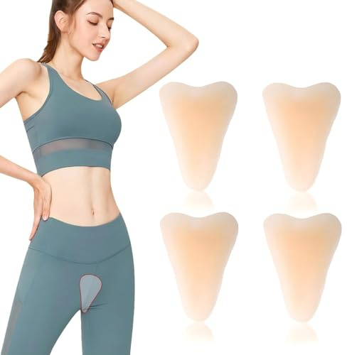 HUSHRICH 4Pcs Y Shape Camel Toe Concealer, Silicone Sticky Camel Toe Underwear Guard Invisible and Reusable, Adhesive Seamless Underwear Pads for Women Sports, Bikini, Yoga Pants Cream