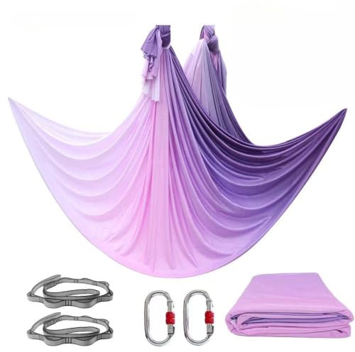 Aerial Yogatuch Hängematte | Vertikaltuch | Trapez Schaukel | Yogatuch zum Aufhängen | Aerial Silks | Akrobatik Tuch | Yoga Schaukel Hochelastischer Stretching Band für Erwachsene(5M*2.8M) (1)