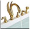 Goldener Swan Messing Basin Wasserhahn Kaltwassermischer 5 Löcher Chrom/gebürstetes Waschbecken Fausts mit Dual Griff Griff Duschkopf,Korrosionsbeständig(Gold B)