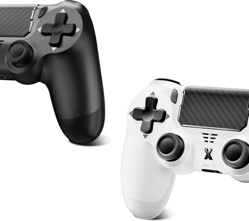 Glitfix 2pcs Wireless Controller for PS-4, Upgraded Controller Wireless for PS-4/Slim/PC, Bluetooth Gamepad Joystick with Dual Vibration/Touch Panel/ 3.5mm Audio Jack/Six-Axis/Ergonomic
