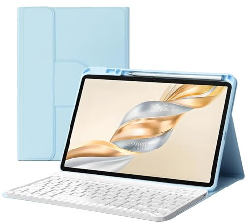 HLTOOP Teclado Español Ñ para Honor Pad X9a/X9 Pro 11.5 Pulgadas 2025, Funda Magnética Giratoria de 360° con Portalápices, Teclado Bluetooth Desmontable,Azul