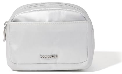 Baggallini Women's Pocket Cosmetic - Lightweight Bag - Travel Essentials Makeup Organizer Small, Silver Metallic, S