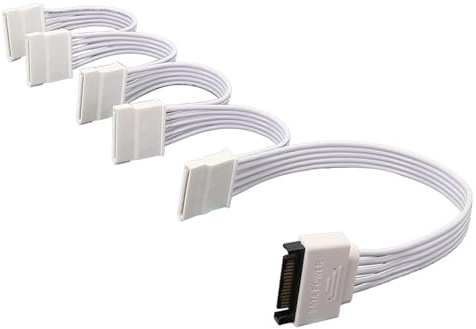PURPLELILY Câble répartiteur d'alimentation SATA 15 broches mâle vers 5 femelles pour disques durs et extension de disque optique