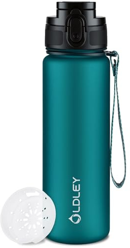 OLDLEY 500ml Wasserflaschen mit Sieb, BPA-freie auslaufsichere Trinkflasche für Kinder, leichte wiederverwendbare 0,5l schlanke Tritan-Flasche für Schule, Fitness, Sport, Outdoor, Arbeit
