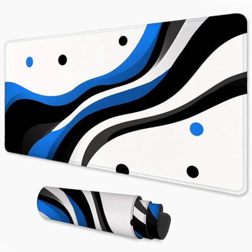 Mauspad Blau Mousepad xxl 700x400 mm, Schreibtischunterlage Vernähte Kanten für Büro mit Rutschfeste Gummibasis und Wasserdicht Oberfläche, Gaming Mouse Pad Schwarz für PC, MacBook, Laptop 3Y-59