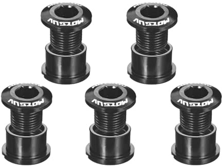 QitinDasen 5 tornillos de plato individuales, aleación de aluminio M8, tuercas para piñón de bicicleta (negro)