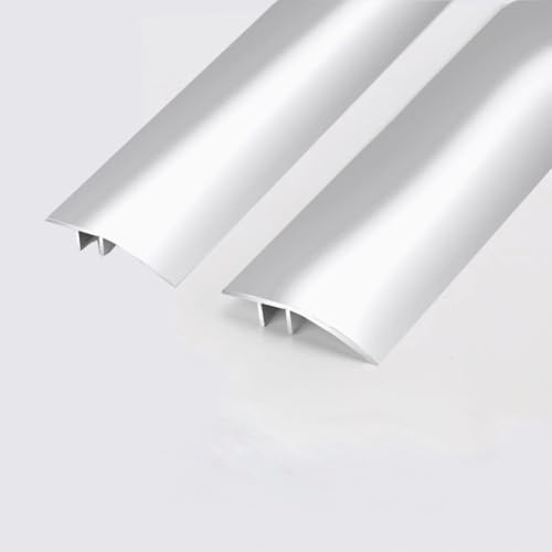 1M 2pcs Aluminium-Boden-Übergangsstange, Türstange, Metall-Bodenleiste für Türen, Schwellen, Fliesen, Laminat, Planken, Brücke die Höhe zwischen 6–12mm(Silber, 4.3cm)