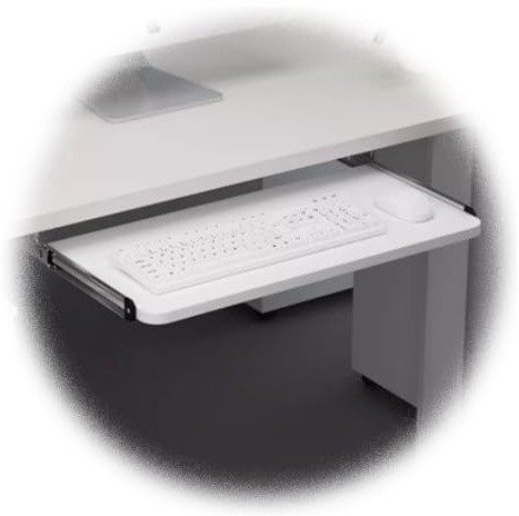 Ergonomic Under-Desk Keyboard Tray, Adjustable 52x25cm (20x10in) Wooden Keyboard Drawer, Space-Saving Pull-Out Keyboard Shelf, White Color, Perfect for Home Office