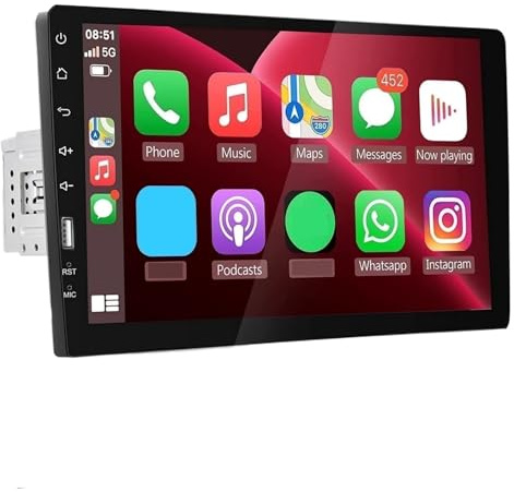Wireless Carplay & Android Auto, 9 Inch IPS Touch Screen with Bluetooth GPS Audio Receivers(Wired Carplay)