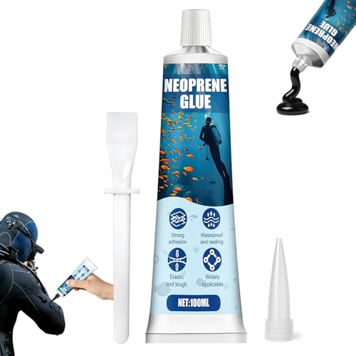 Colle Neoprene, Colle Néoprène Combinaison, 100 ml, Étanche et Résistante | Réparez Trous et Déchirures, pour Plongée, Cuissardes et Combinaisons Noir