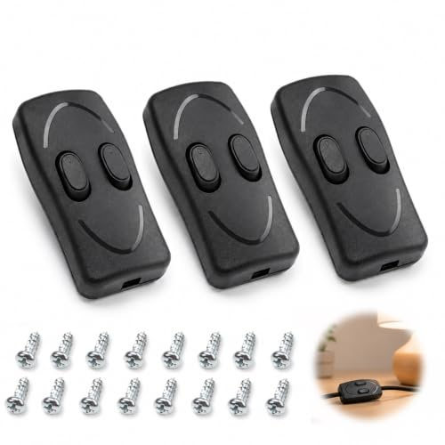 TFZZZDP Interruptor de doble control de 3 unidades, interruptor doble para lámpara de mesa y lámpara de pie, interruptor en línea para control de luz separado