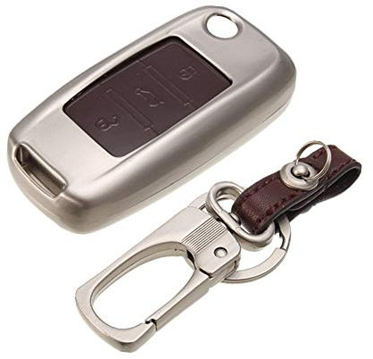 Happyit Etui de clé de Voiture en Alliage de zincpour Skoda Octavia Fabia Superbe Citigo Yeti Volkswagen Jetta Coccinelle Passat (A Perle Marron)
