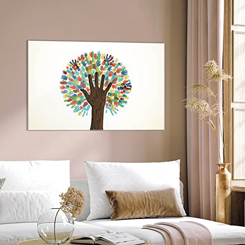 banjado Glas Magnettafel 60x40cm / Magnetwand Glas/Magnetpinnwand als Memoboard Glas/Pinnwand Magnettafel Küche, Büro, Kinderzimmer inkl. 4 Magnete & Montageset - We are the World