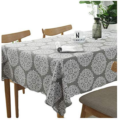 meioro Grey Retro Tischdecke Rechteckige Tischdecken Baumwolle Leinen Tischtuch Geeignet für Home Küche Dekoration Tischtuch Tischwäsche, Verschiedene Größen(120 x 120 cm)