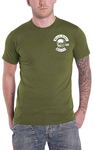 Black Label Society T Shirt Skull Band Logo Pocket Official Mens Olive S
