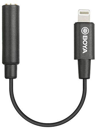 BOYA Adaptateur Lightning vers prise casque 3,5 mm, MFi TRRS femelle vers prise audio compatible avec iPhone 13/12 Mini/12 Pro/11/11 Pro/11 Pro Max/SE/X XR XS 8 7