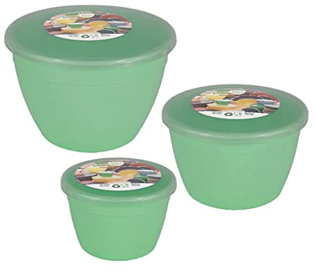 Just Pudding Basins 3 Smaller Sizes in One Set Steam Pudding Bowls, Basin and Lid 1x 1/4 Pint, 1x 1/2 Pint 1x 1 Pint (Green)