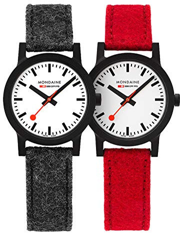 Mondaine Essence, Nachhaltige Quarzuhr für Herren und Damen mit leicht austauschbaren Recycle-Bändern, MS1.32110.LH.Set, 32 MM.