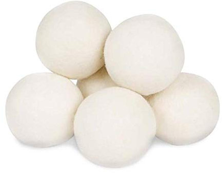 Wool Dryer Balls by 6-Pack Reusable Natural Fabric Softener Softens and fluffs Clothing, Towels, Sheets, Blankets