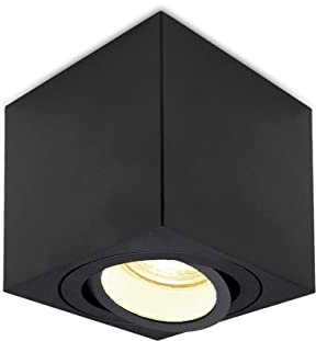 lambado® Premium LED Aufbauleuchte/Deckenstrahler Set inkl. 230V 5W GU10 Spots dimmbar - dezente Aufbaustrahler/Deckenspots (eckig, alu schwarz, schwenkbar)