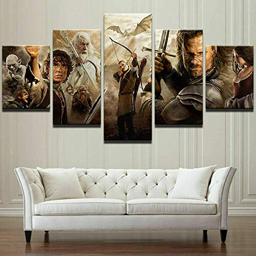 104Tdfc 5 Bilder Leinwanddrucke wandbild 5 teilig Leinwandbild Gerahmte Herr der Ringe Montage 200X100cm 5 TLG Kunstdrucke Skulpturen Küche Haushalt Möbel Wohnaccessoires