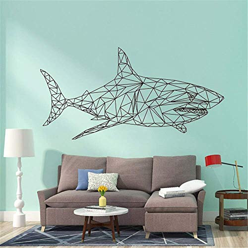 Geometrischer Hai Walfisch Ozean Wandaufkleber Baby Kinderzimmer Kinderzimmer Großer Cartoon Haifisch Unter Meer Tier Wandtattoo Vinyl 43Cm X 85Cm