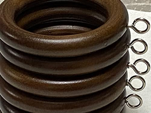 Homeelabador Ganchos de Anilla para Colgar Cortinas de Madera de 45 mm con Ojos (marrón 45 mm, 24)